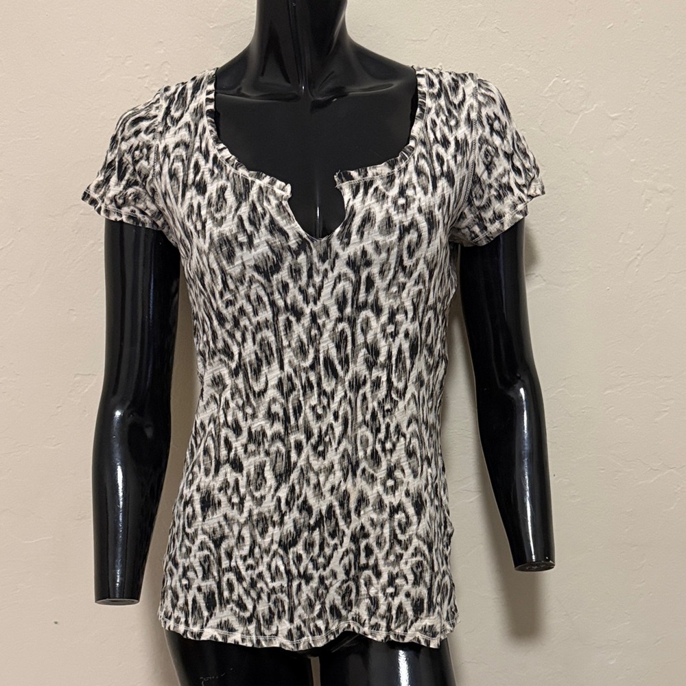 Lucky Brand Black and White animal Print Blouse